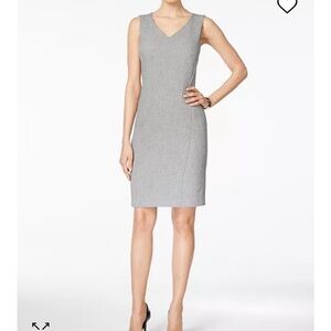 Kasper Gray V-Neck Sheath Dress - 16P